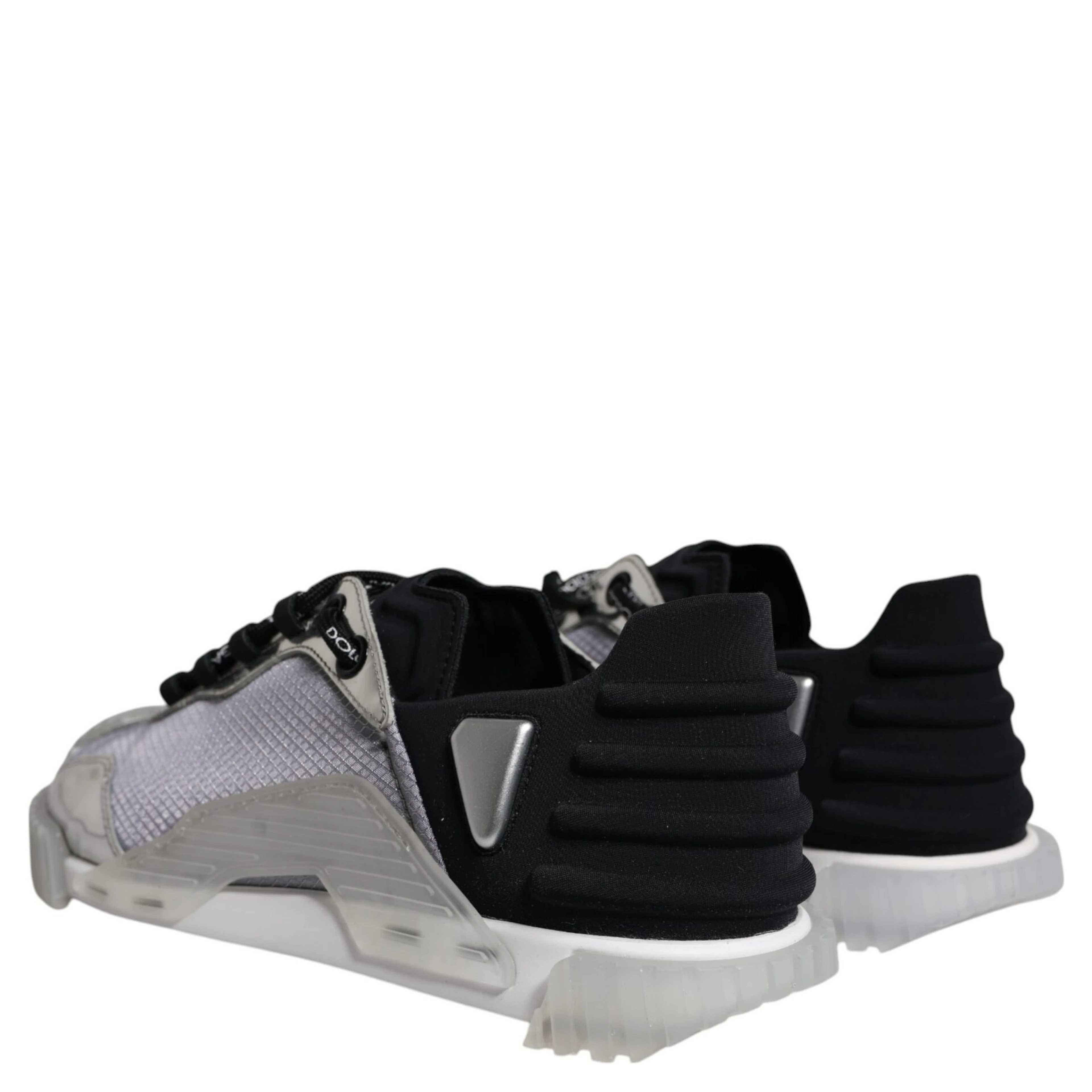 Silver Black Nylon NS1 Low Top Sneakers Shoes