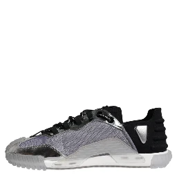 Silver Black Nylon NS1 Low Top Sneakers Shoes