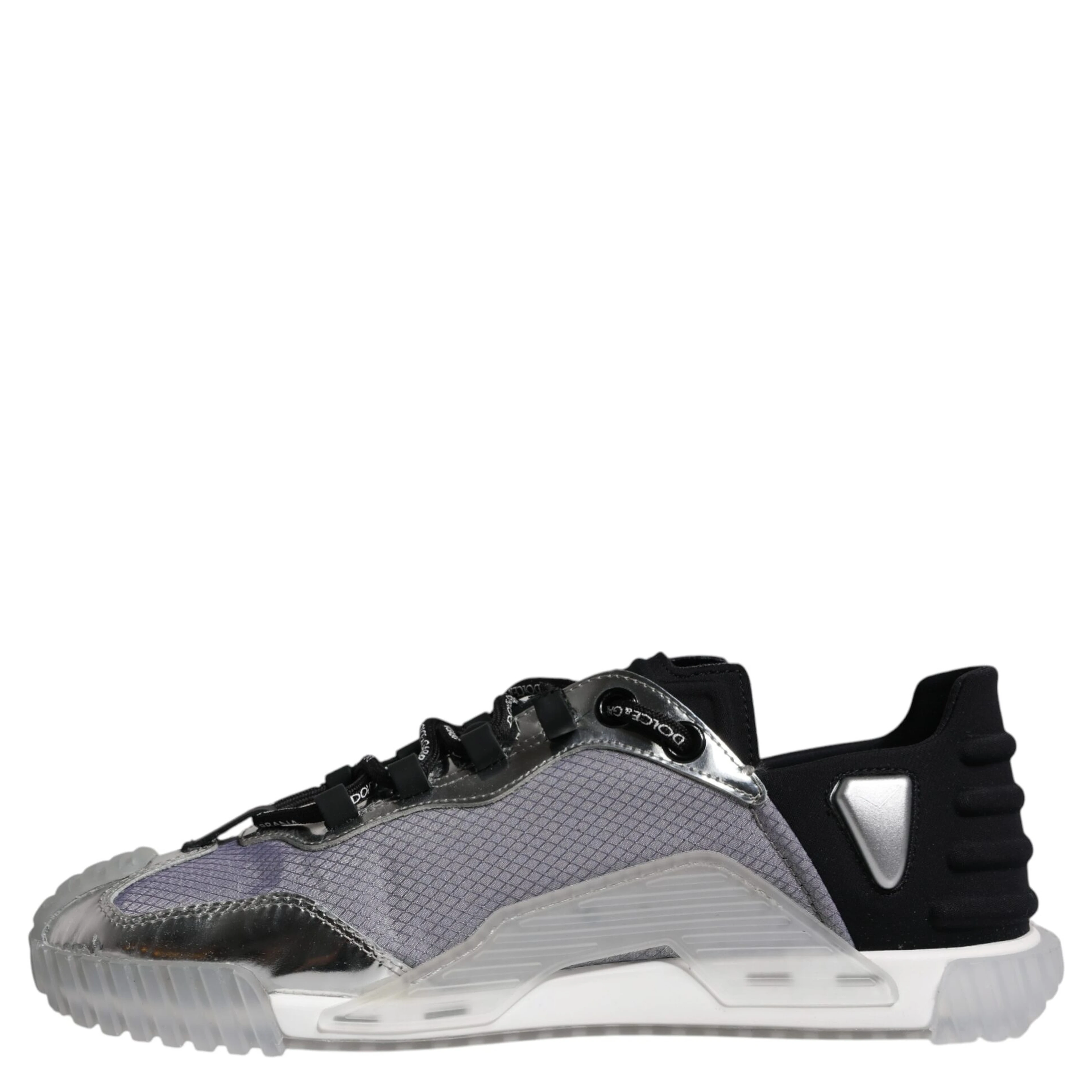 Silver Black Nylon NS1 Low Top Sneakers Shoes
