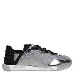 Silver Black Nylon NS1 Low Top Sneakers Shoes