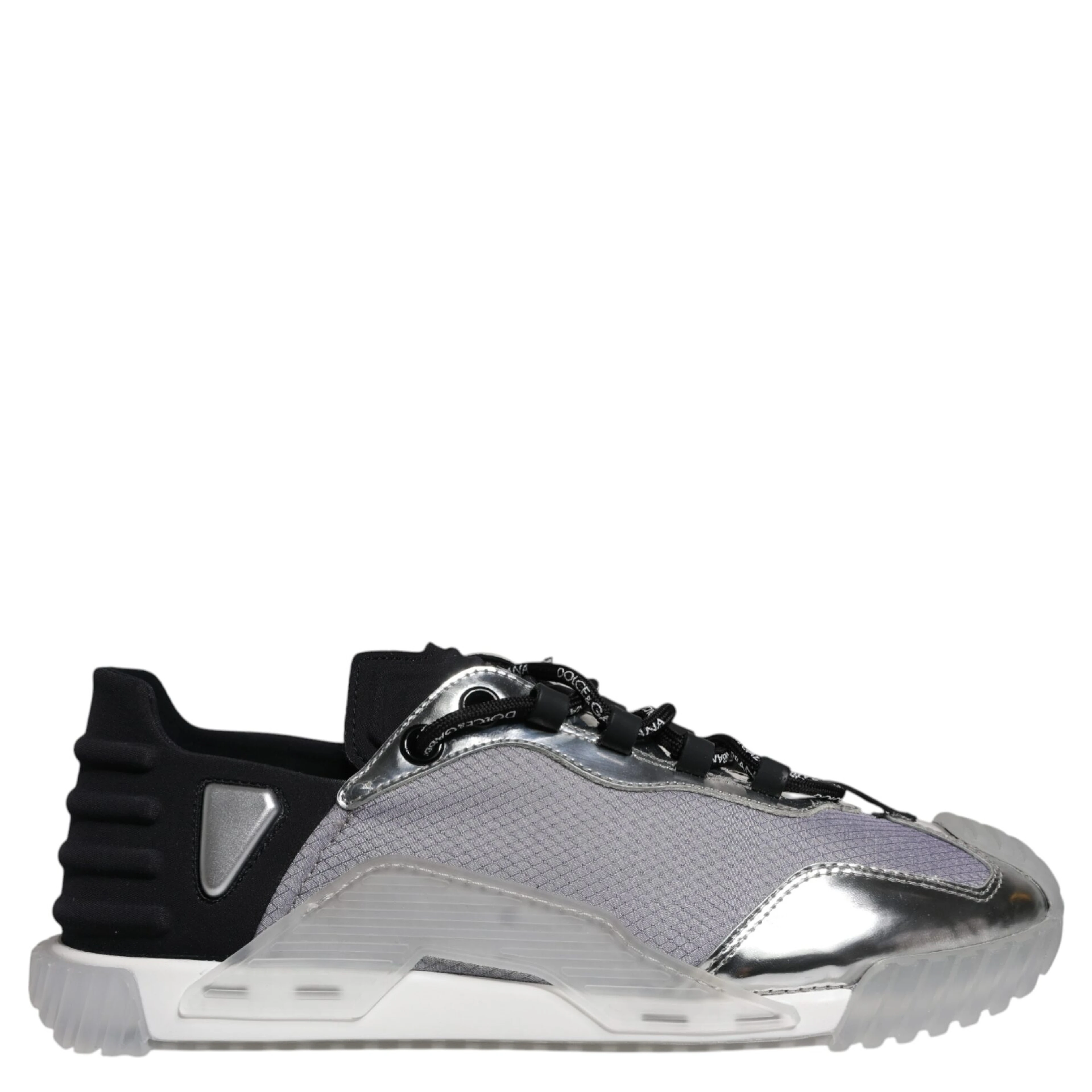 Silver Black Nylon NS1 Low Top Sneakers Shoes