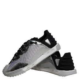 Silver Black Nylon NS1 Low Top Sneakers Shoes