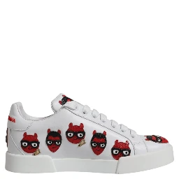 White Devil Face Portofino Sneakers Shoes