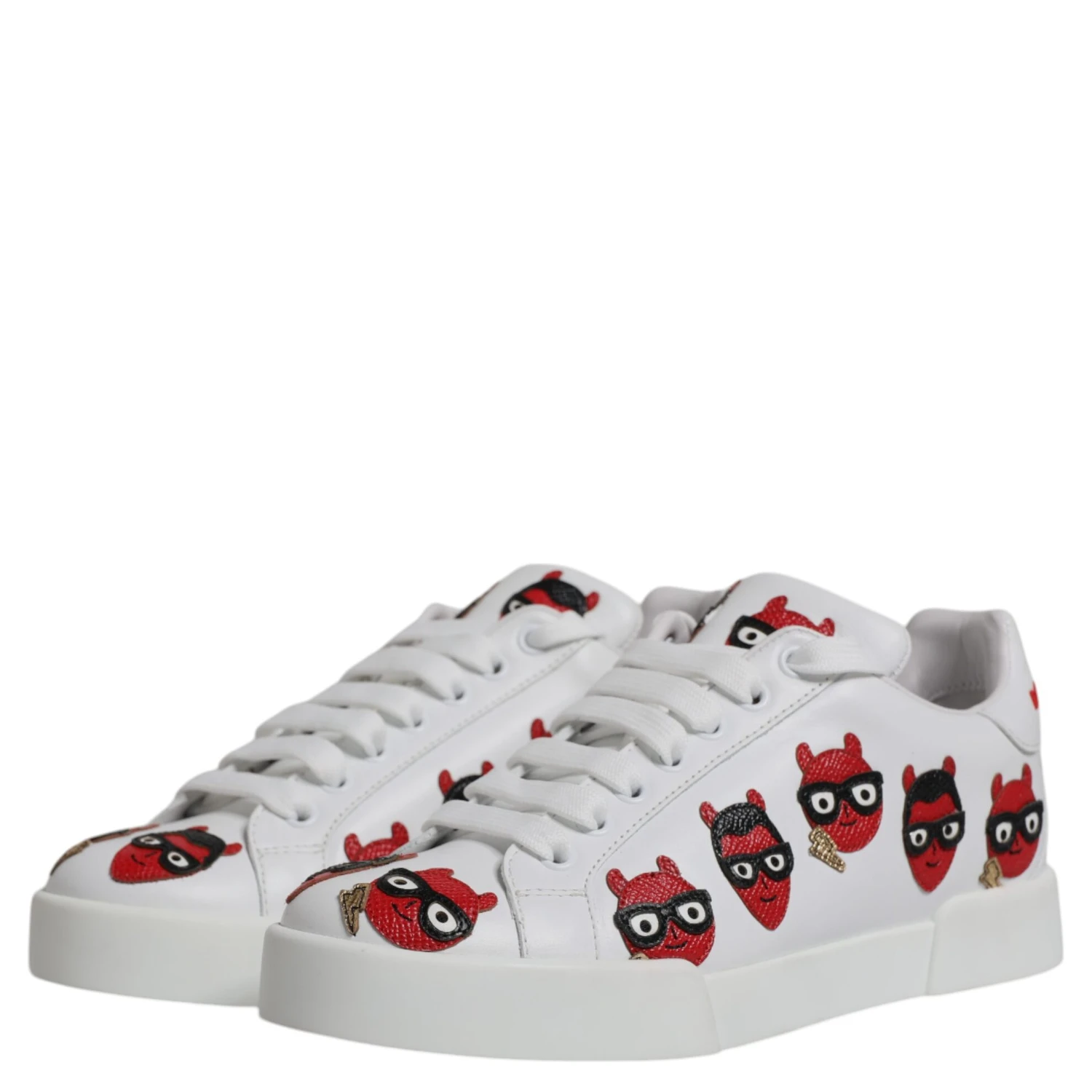 White Devil Face Portofino Sneakers Shoes