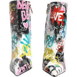 Multicolor Graffiti Keira Mid Calf Boots Shoes