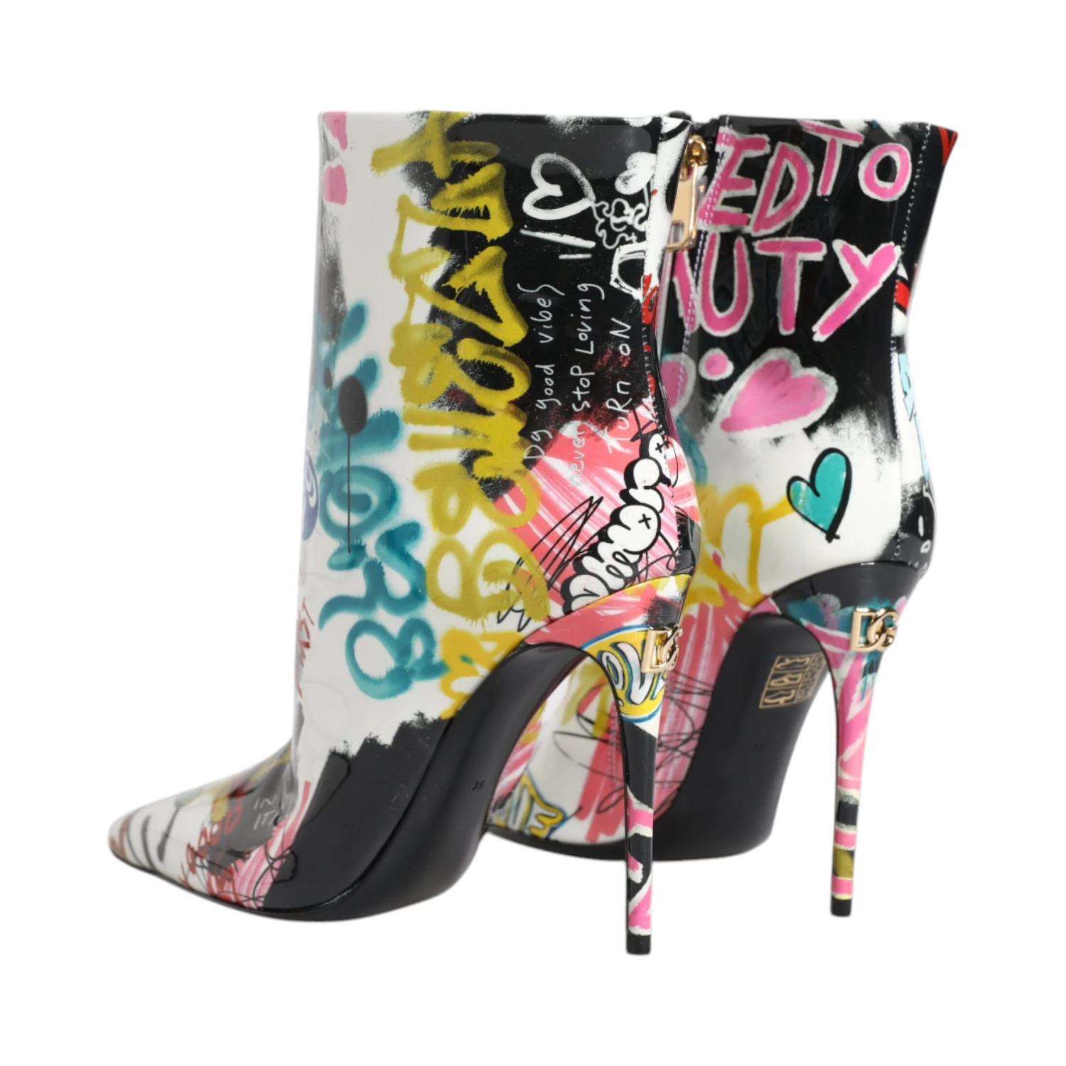 Multicolor Graffiti Keira Mid Calf Boots Shoes