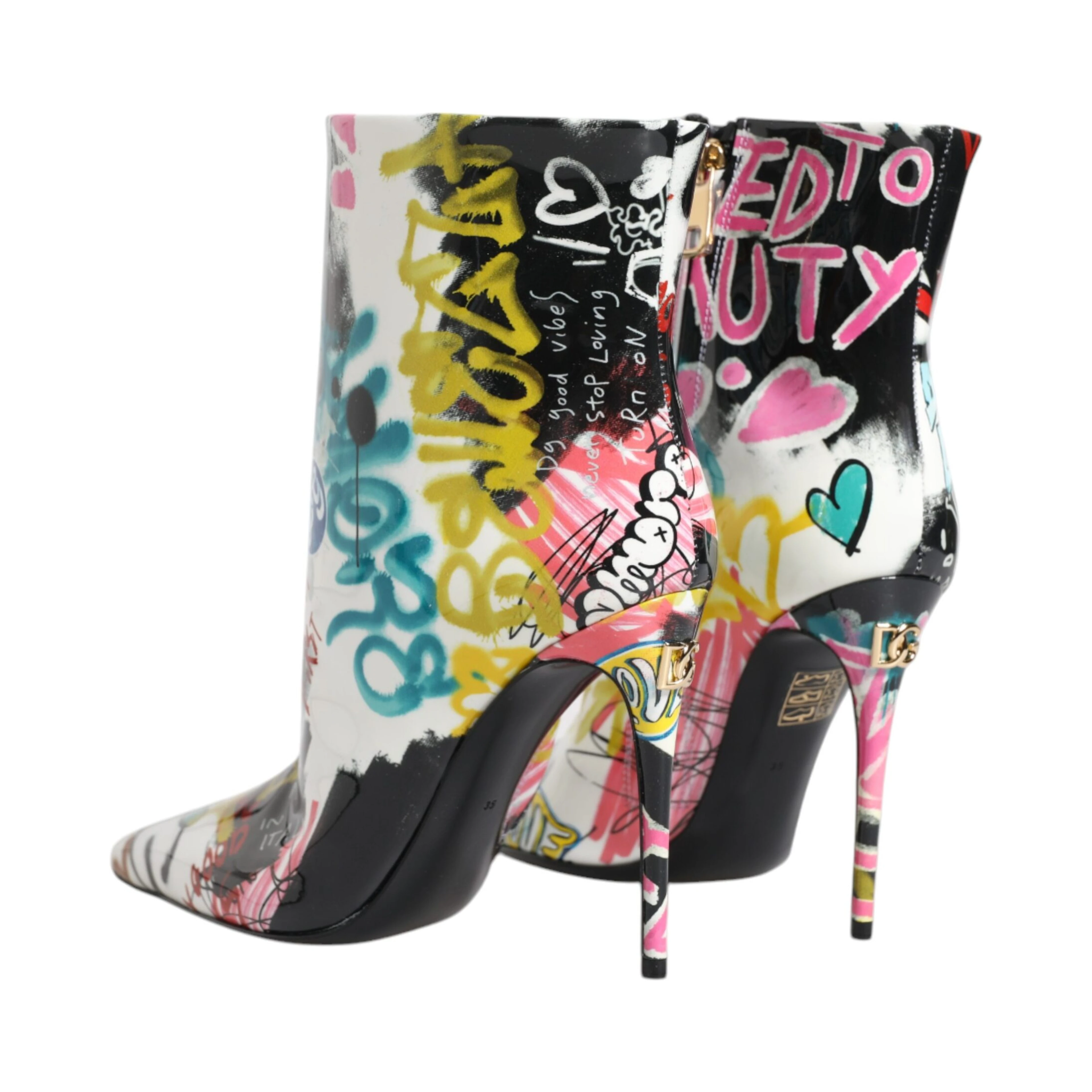 Multicolor Graffiti Keira Mid Calf Boots Shoes
