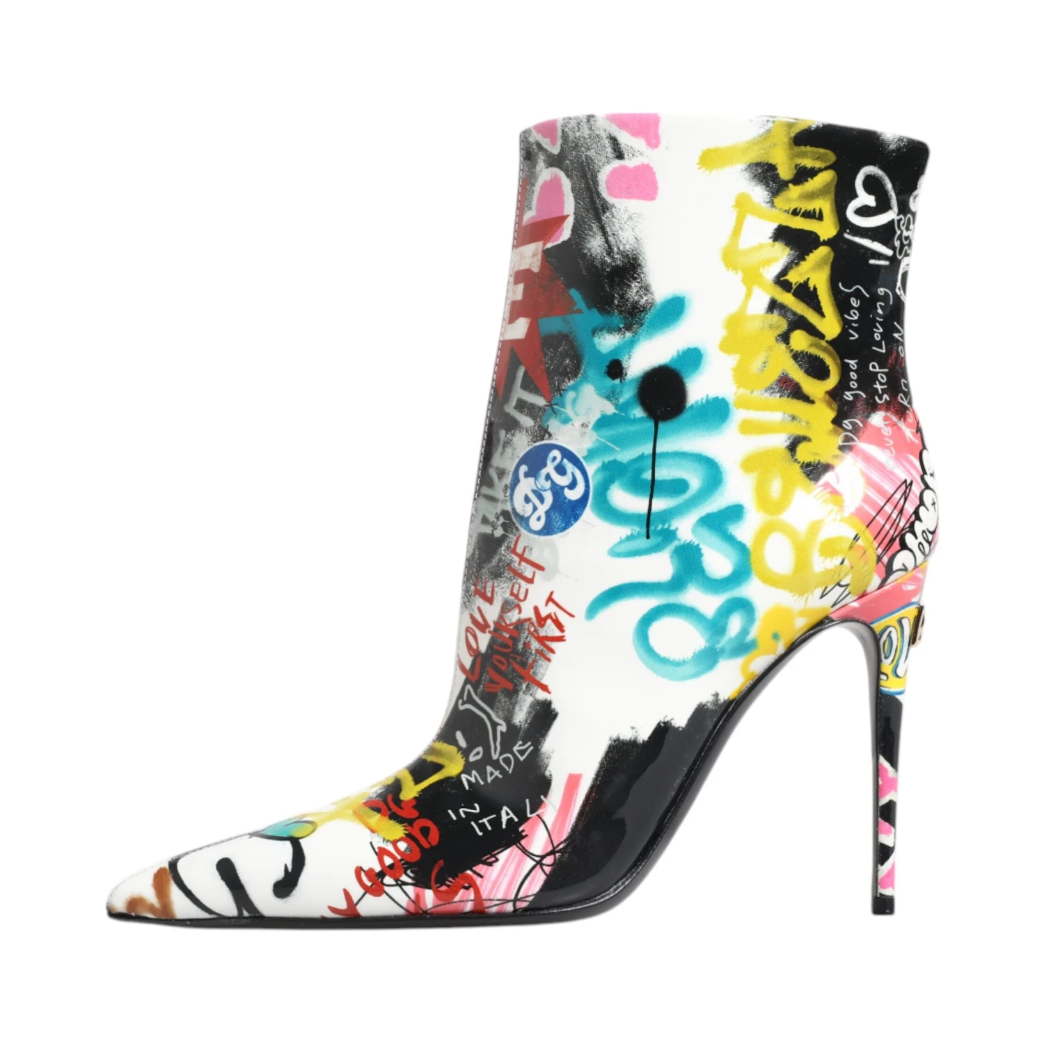 Multicolor Graffiti Keira Mid Calf Boots Shoes