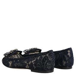 Blue Taormina Lace Crystals Flats Shoes