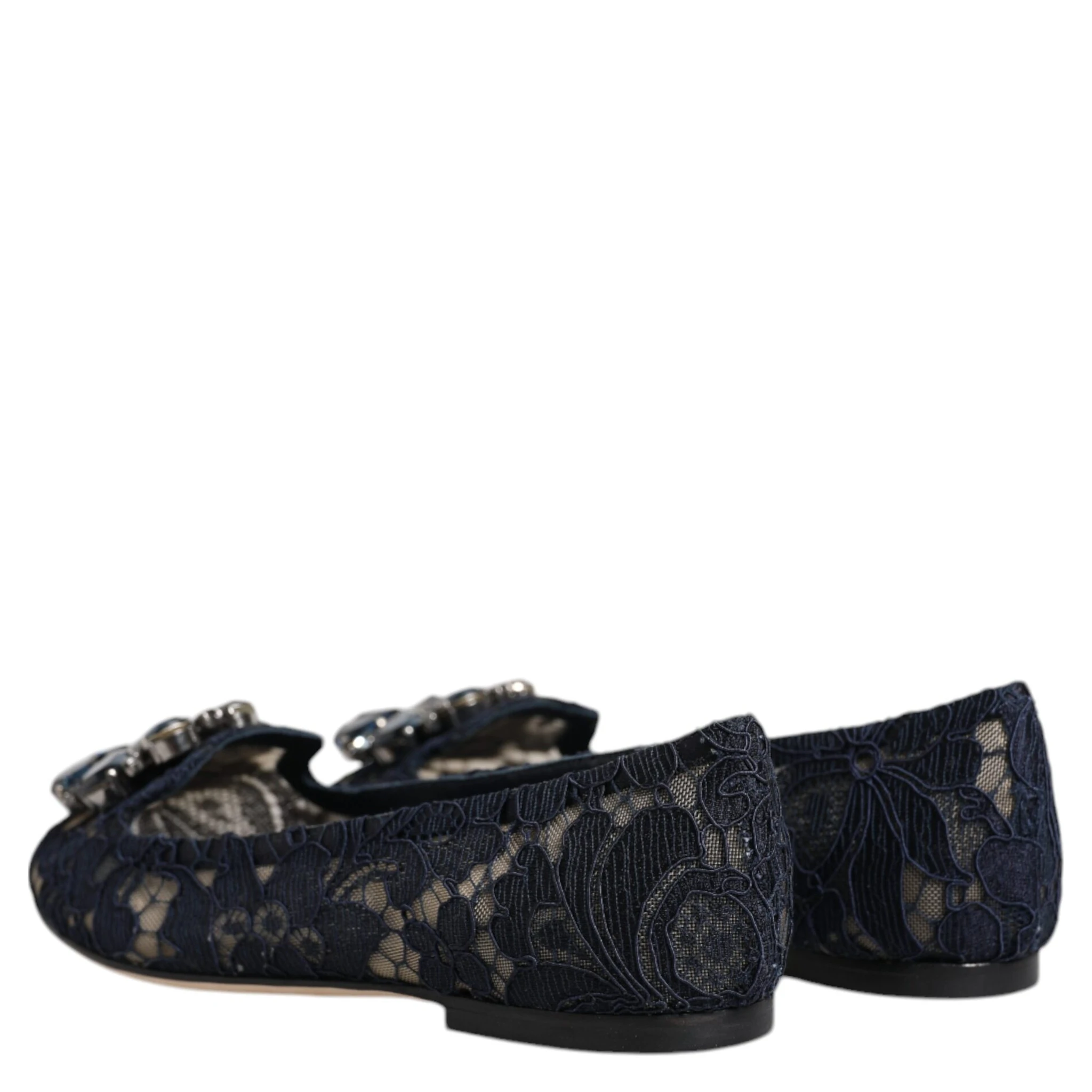 Blue Taormina Lace Crystals Flats Shoes
