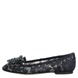 Blue Taormina Lace Crystals Flats Shoes