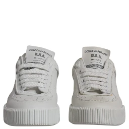 White Miami Leather Low Top Sneakers Shoes