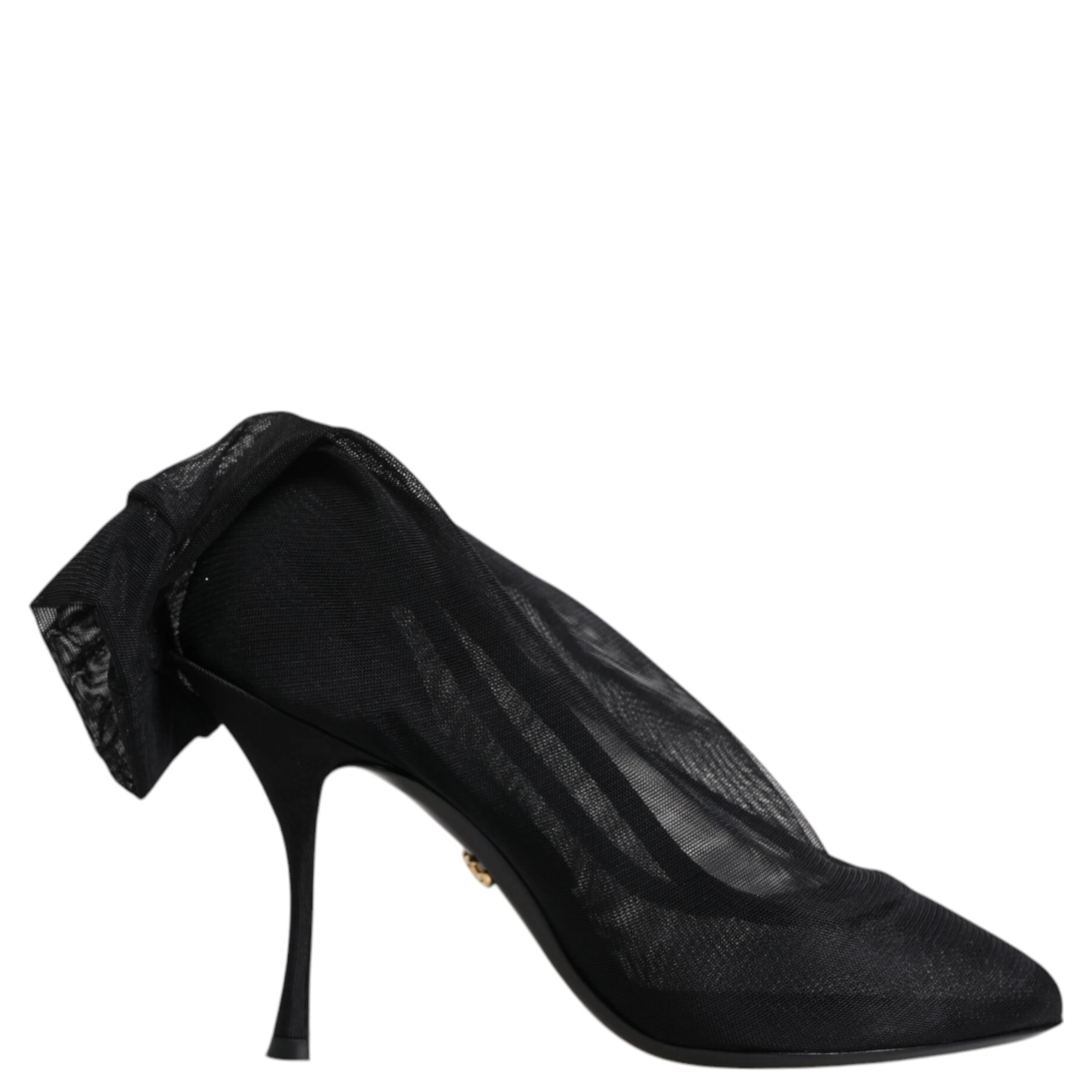 Black Silk Stretch Mesh Sock Boots Shoes