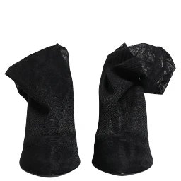Black Silk Stretch Mesh Sock Boots Shoes