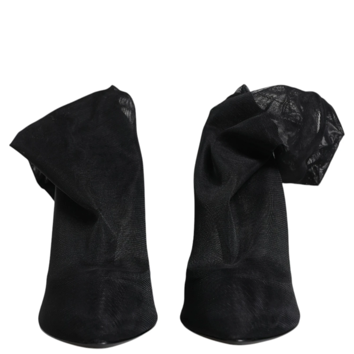 Black Silk Stretch Mesh Sock Boots Shoes