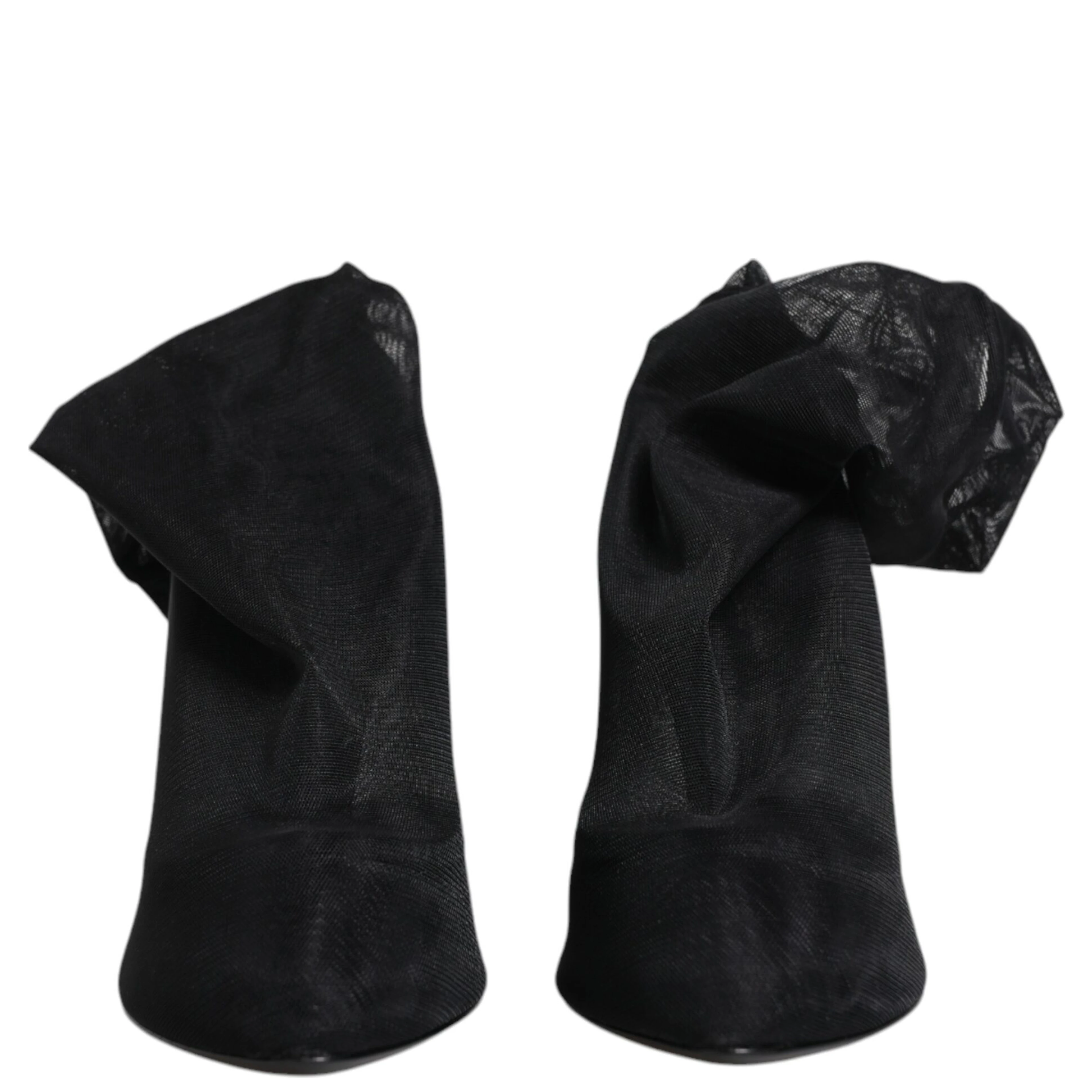 Black Silk Stretch Mesh Sock Boots Shoes