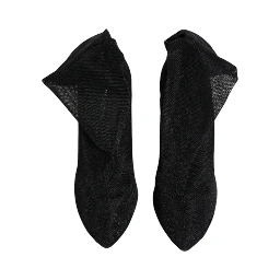 Black Silk Stretch Mesh Sock Boots Shoes