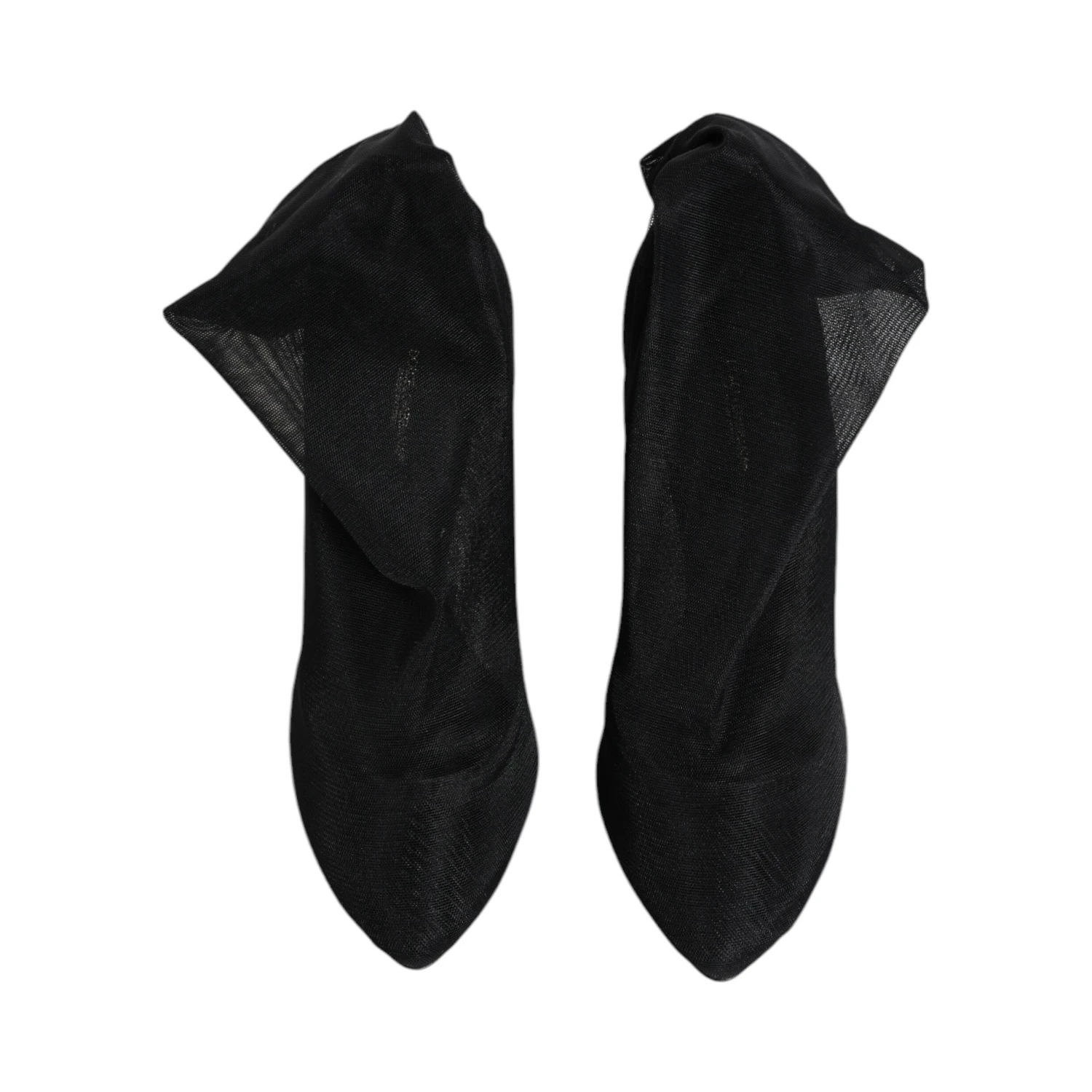 Black Silk Stretch Mesh Sock Boots Shoes