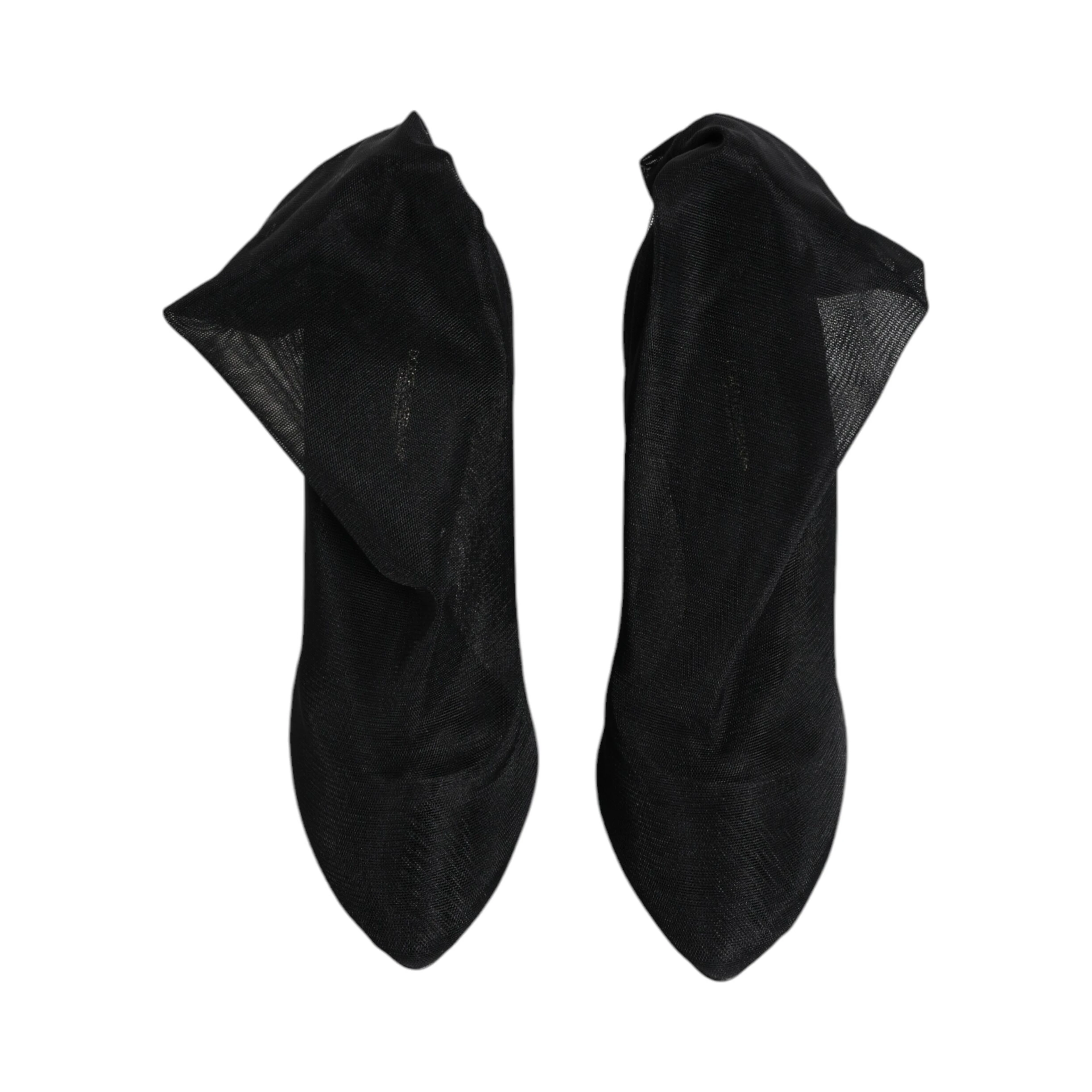 Black Silk Stretch Mesh Sock Boots Shoes