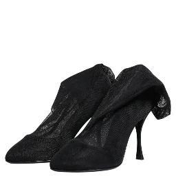 Black Silk Stretch Mesh Sock Boots Shoes