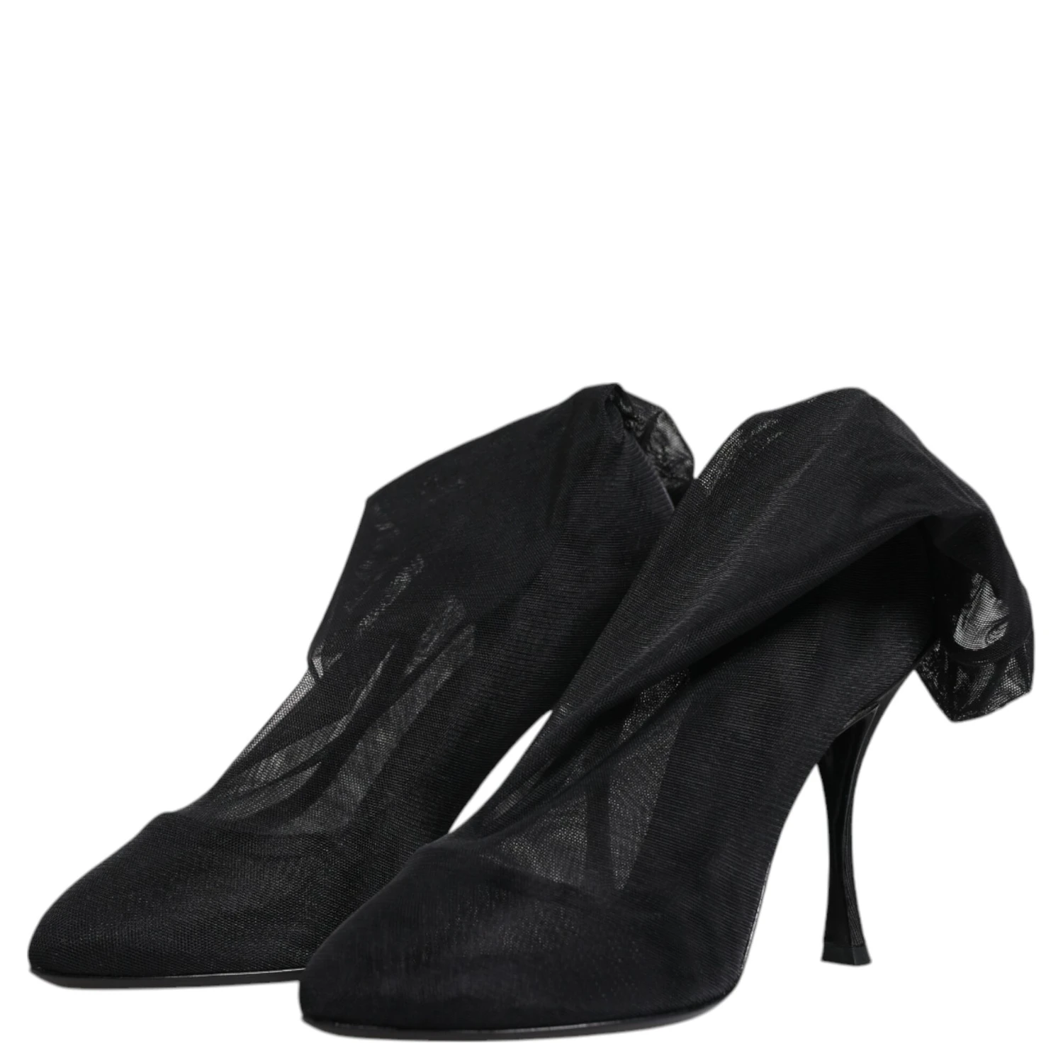 Black Silk Stretch Mesh Sock Boots Shoes