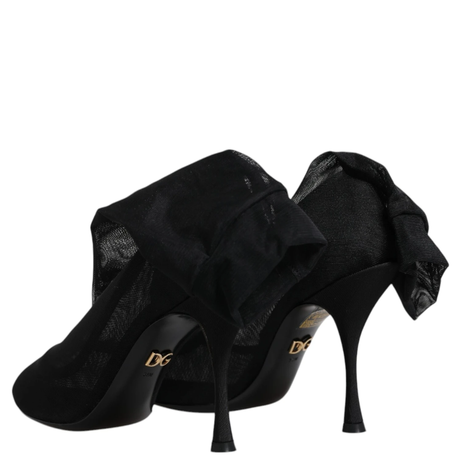 Black Silk Stretch Mesh Sock Boots Shoes