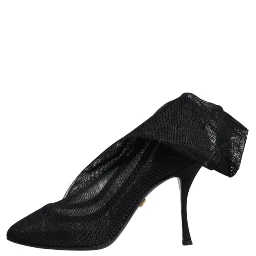 Black Silk Stretch Mesh Sock Boots Shoes