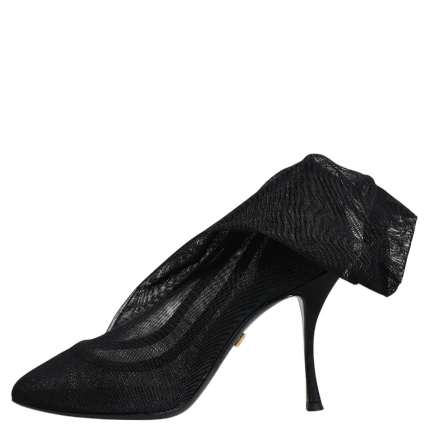 Black Silk Stretch Mesh Sock Boots Shoes