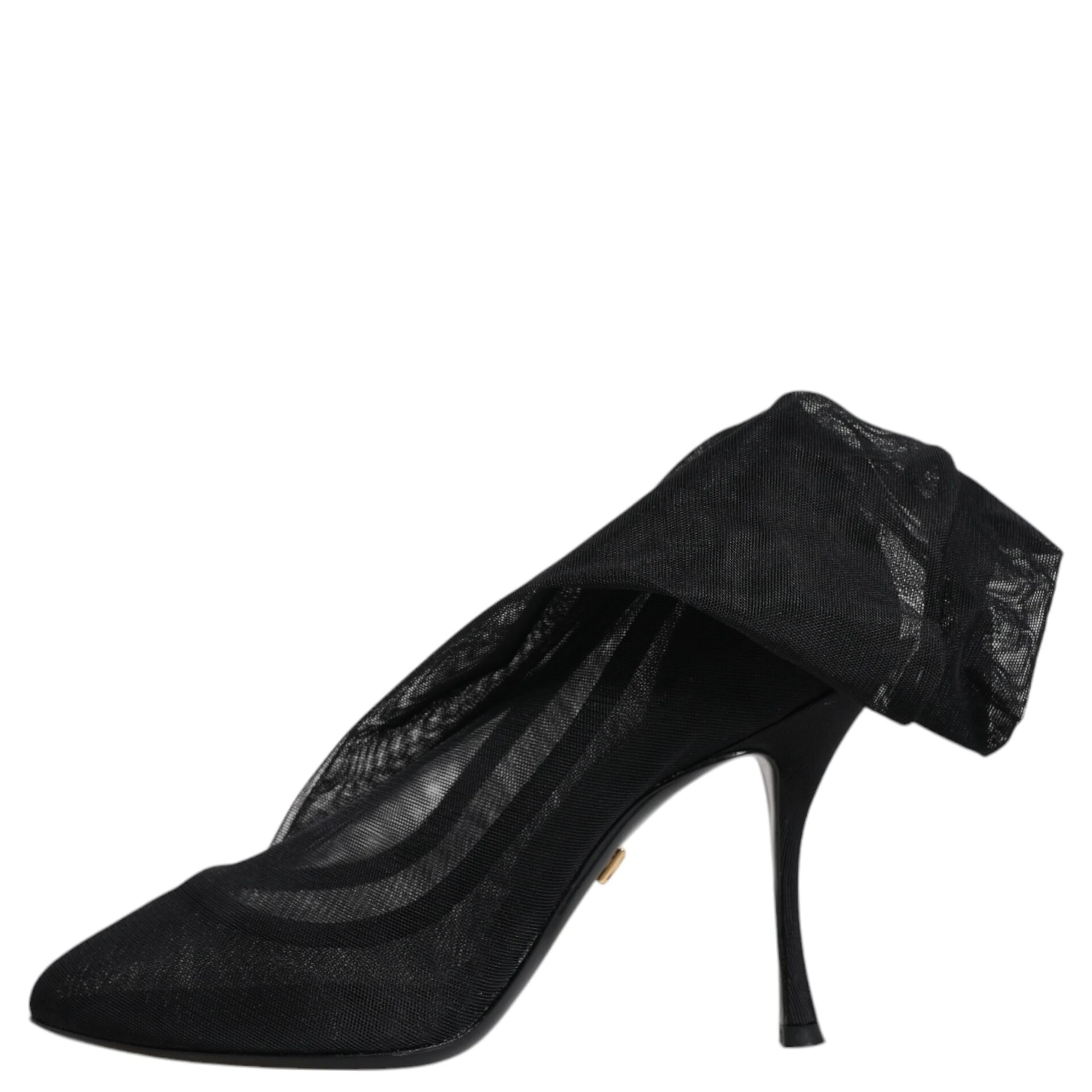 Black Silk Stretch Mesh Sock Boots Shoes