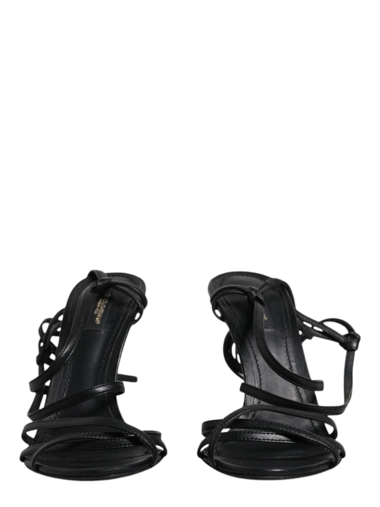 Black Leather High Heels Keira Sandals Shoes alternative