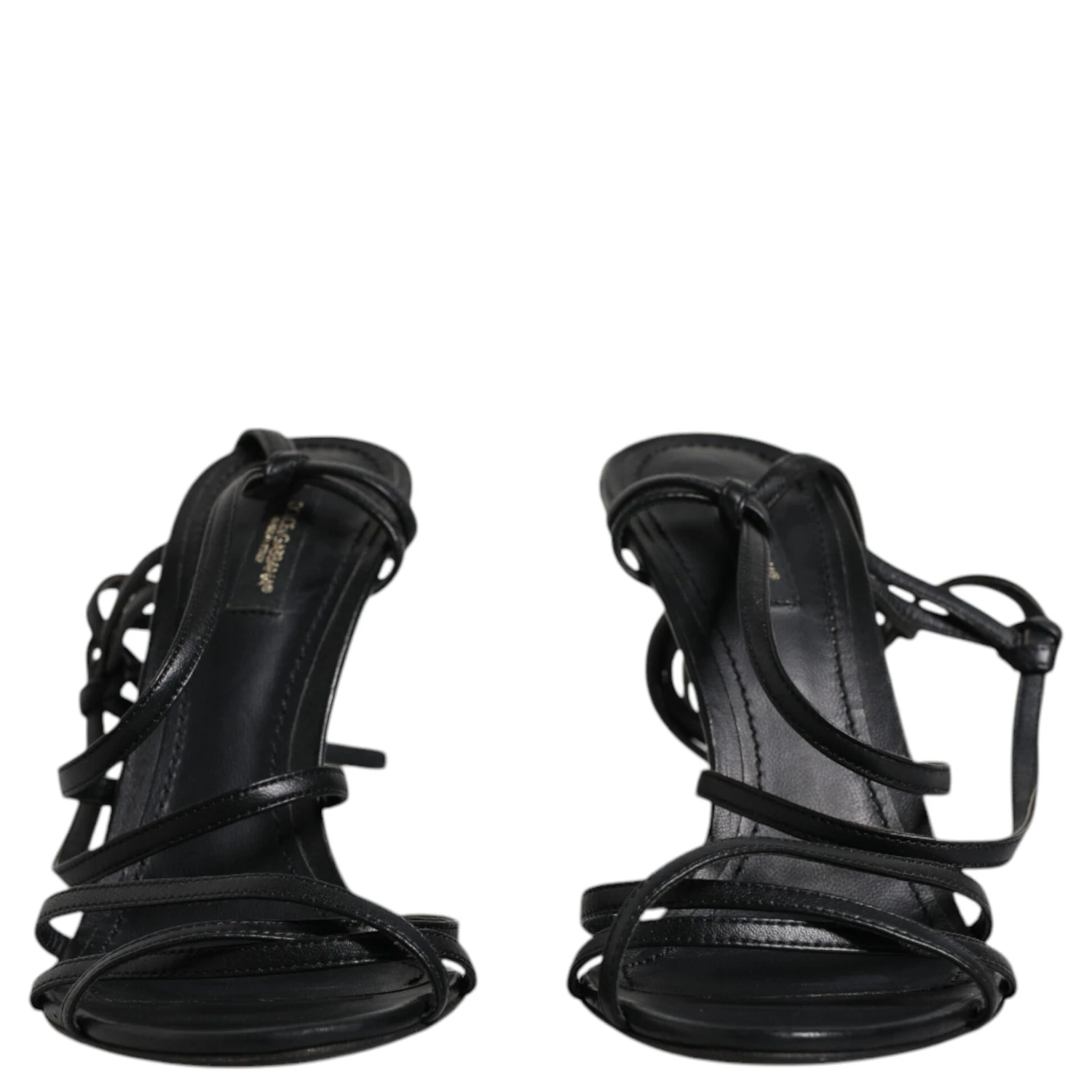 Black Leather High Heels Keira Sandals Shoes