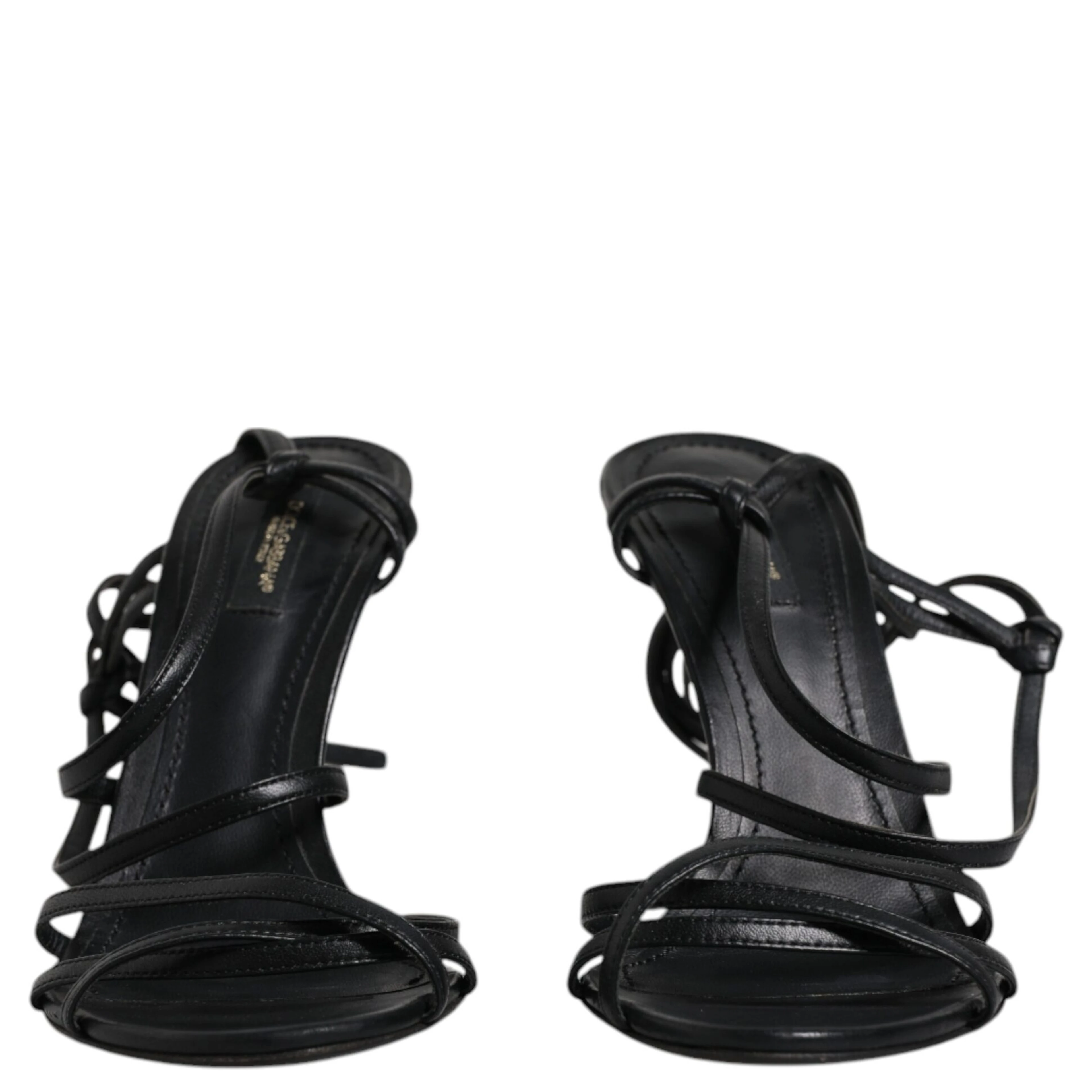 Black Leather High Heels Keira Sandals Shoes