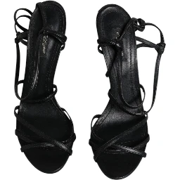 Black Leather High Heels Keira Sandals Shoes