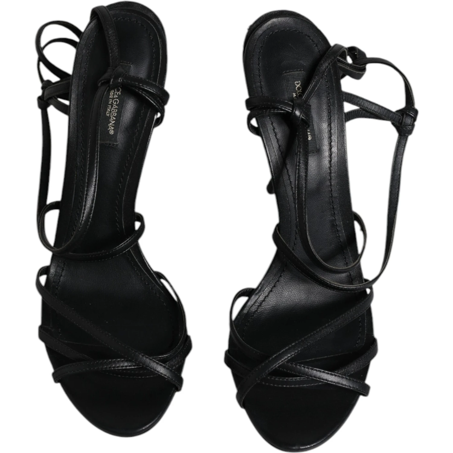 Black Leather High Heels Keira Sandals Shoes
