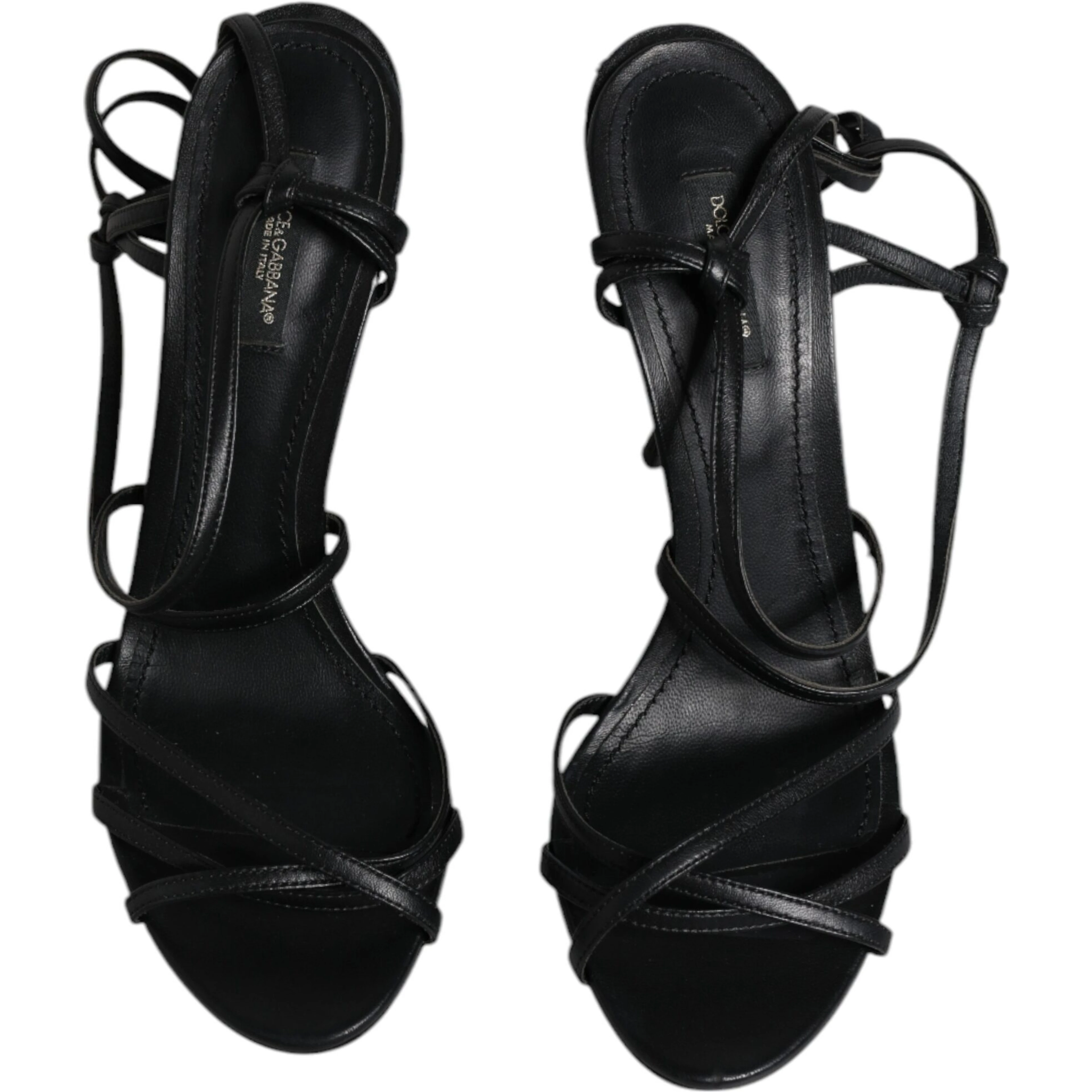 Black Leather High Heels Keira Sandals Shoes