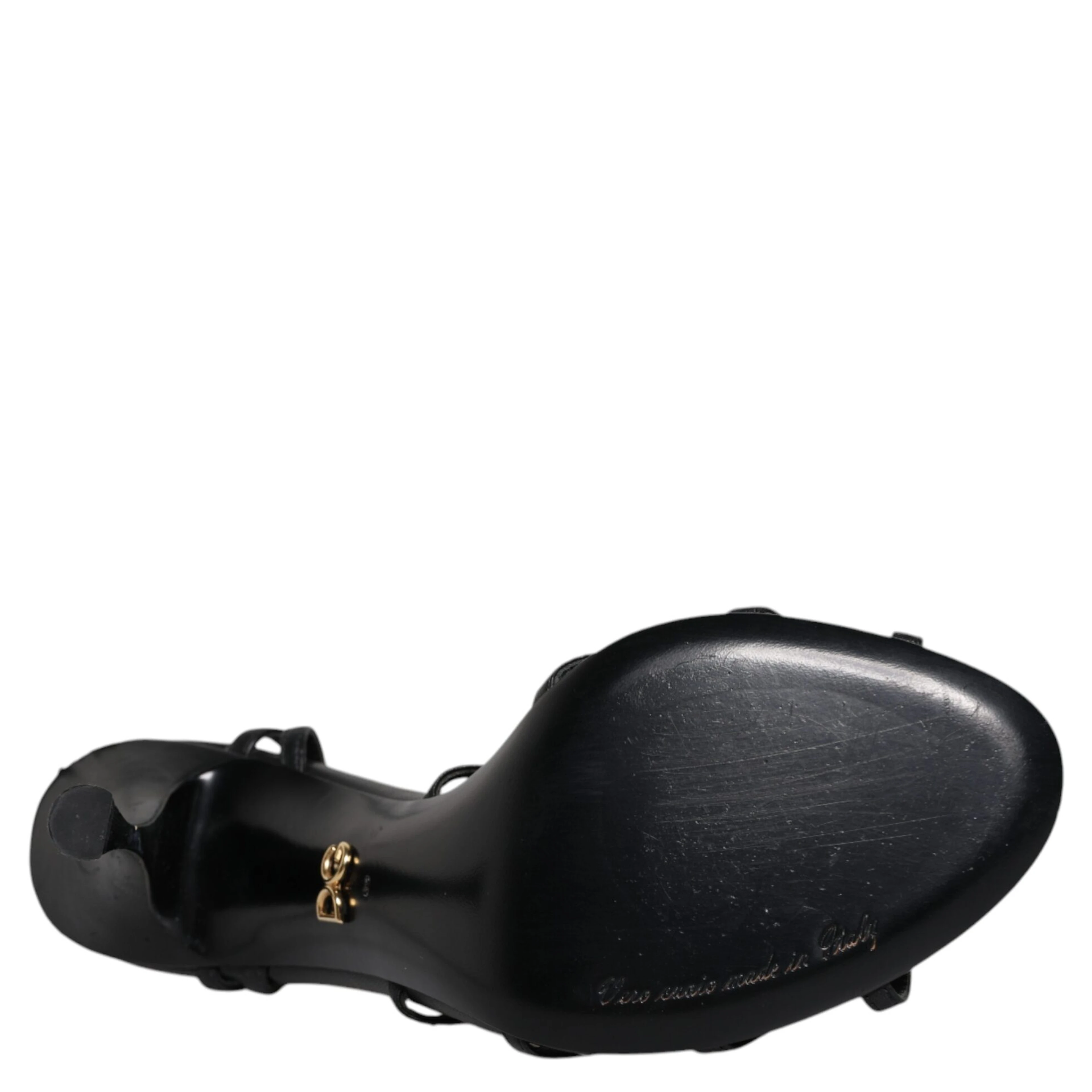 Black Leather High Heels Keira Sandals Shoes
