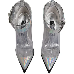 Silver Iridescent Pointed Short Boots Shoes