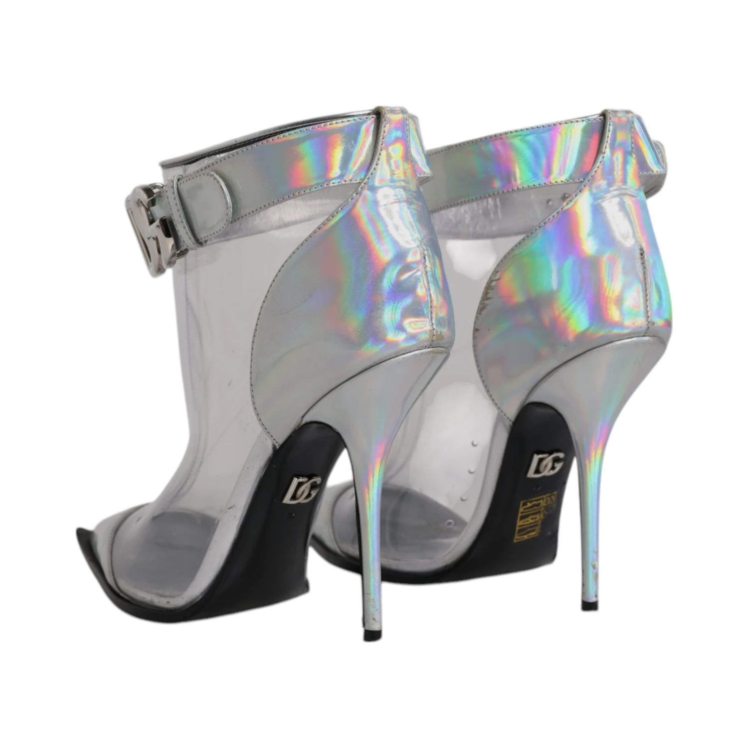Silver Iridescent Pointed Short Boots Shoes