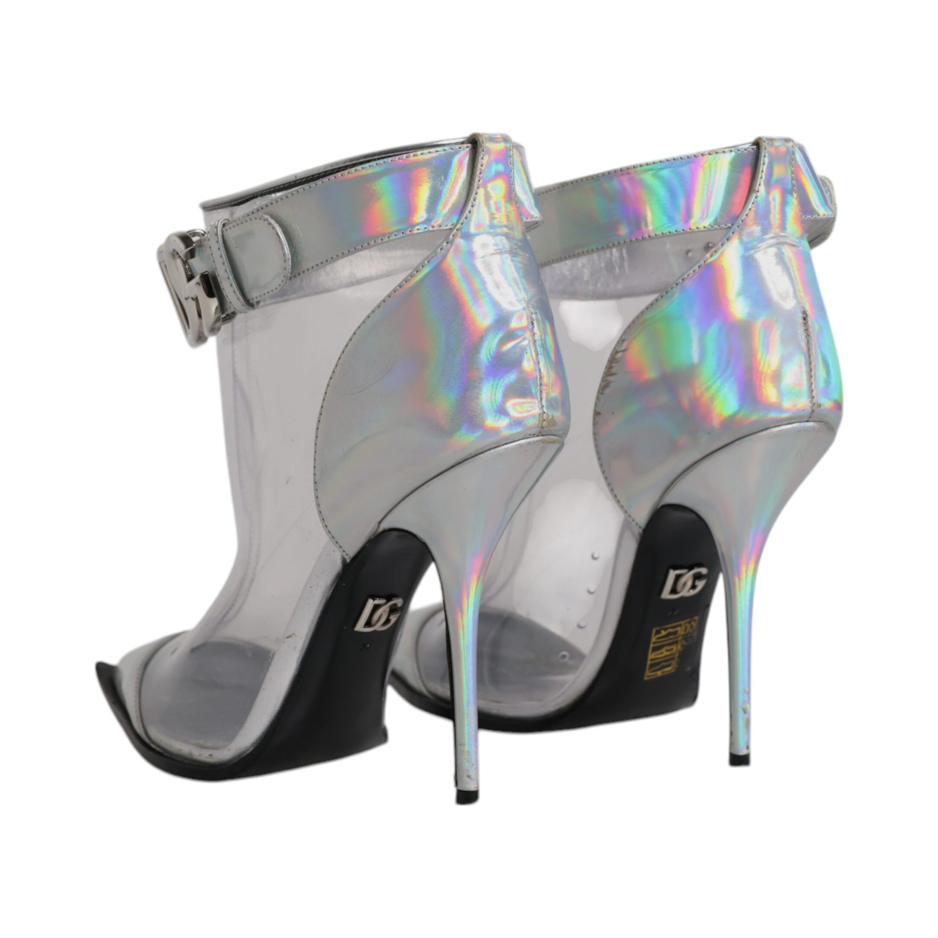 Silver Iridescent Pointed Short Boots Shoes