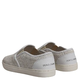 White Floral Lace Slip On Loafers Shoes