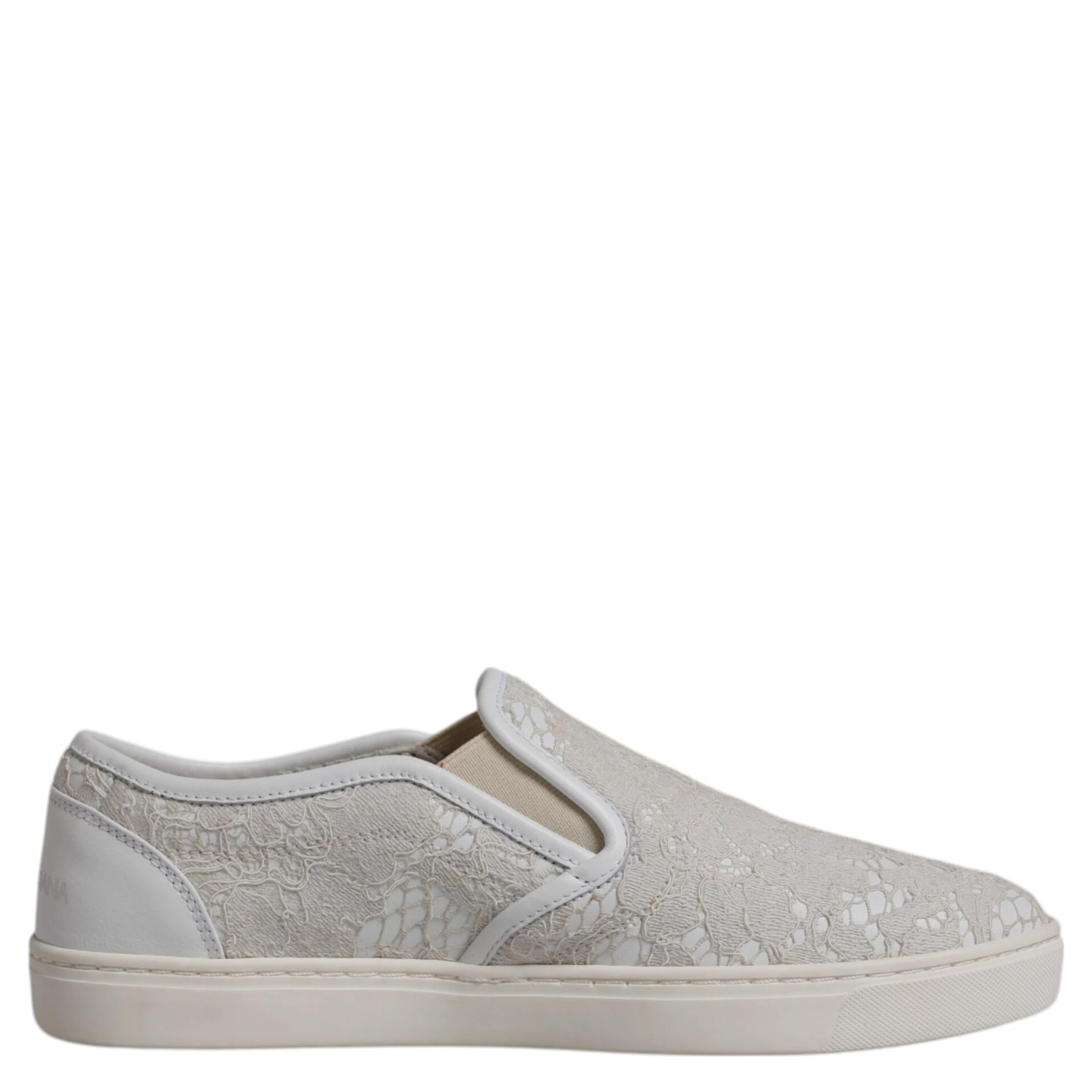White Floral Lace Slip On Loafers Shoes