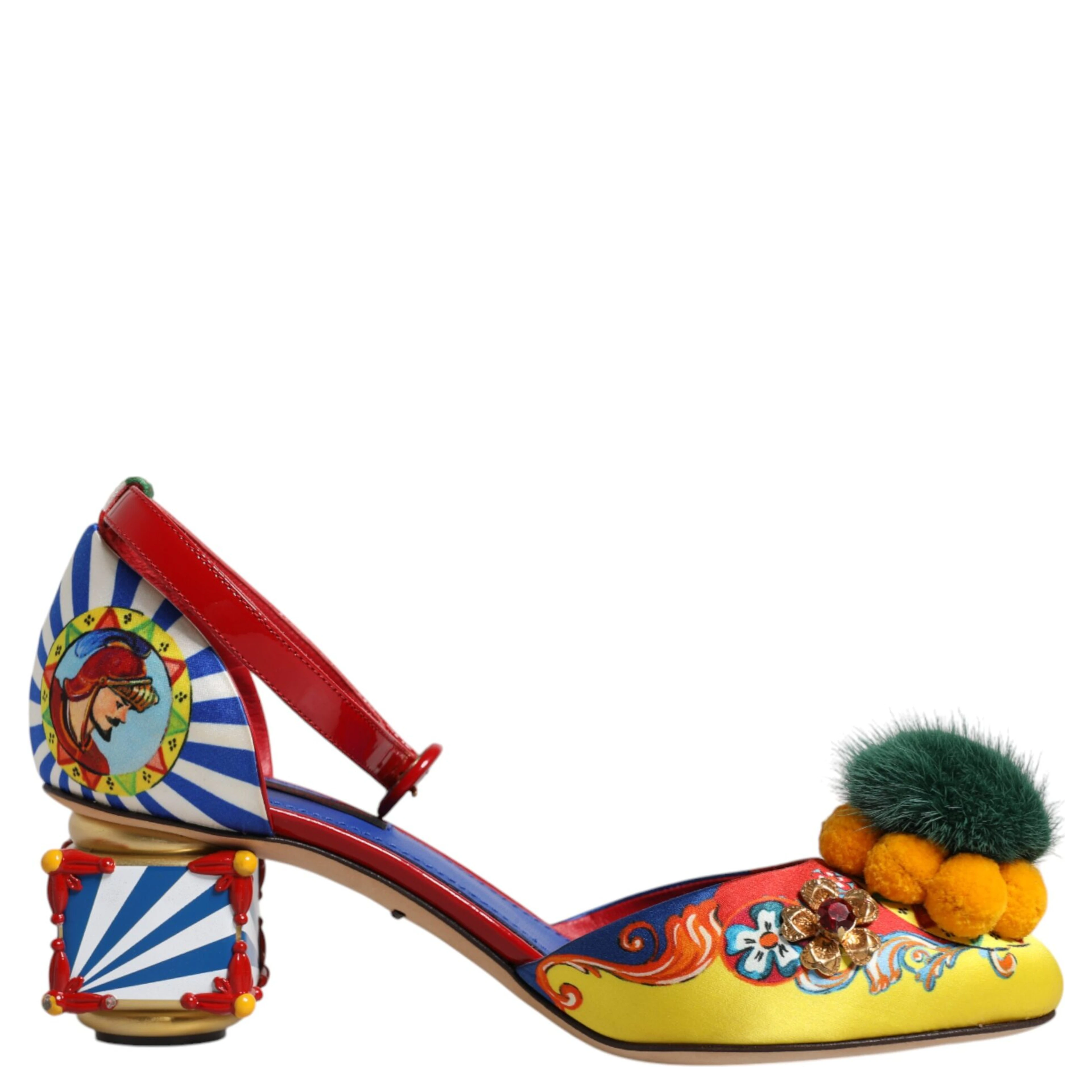 Multicolor Carretto Crystal Fur Sandals Shoes