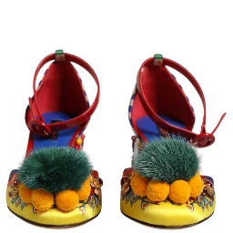 Multicolor Carretto Crystal Fur Sandals Shoes