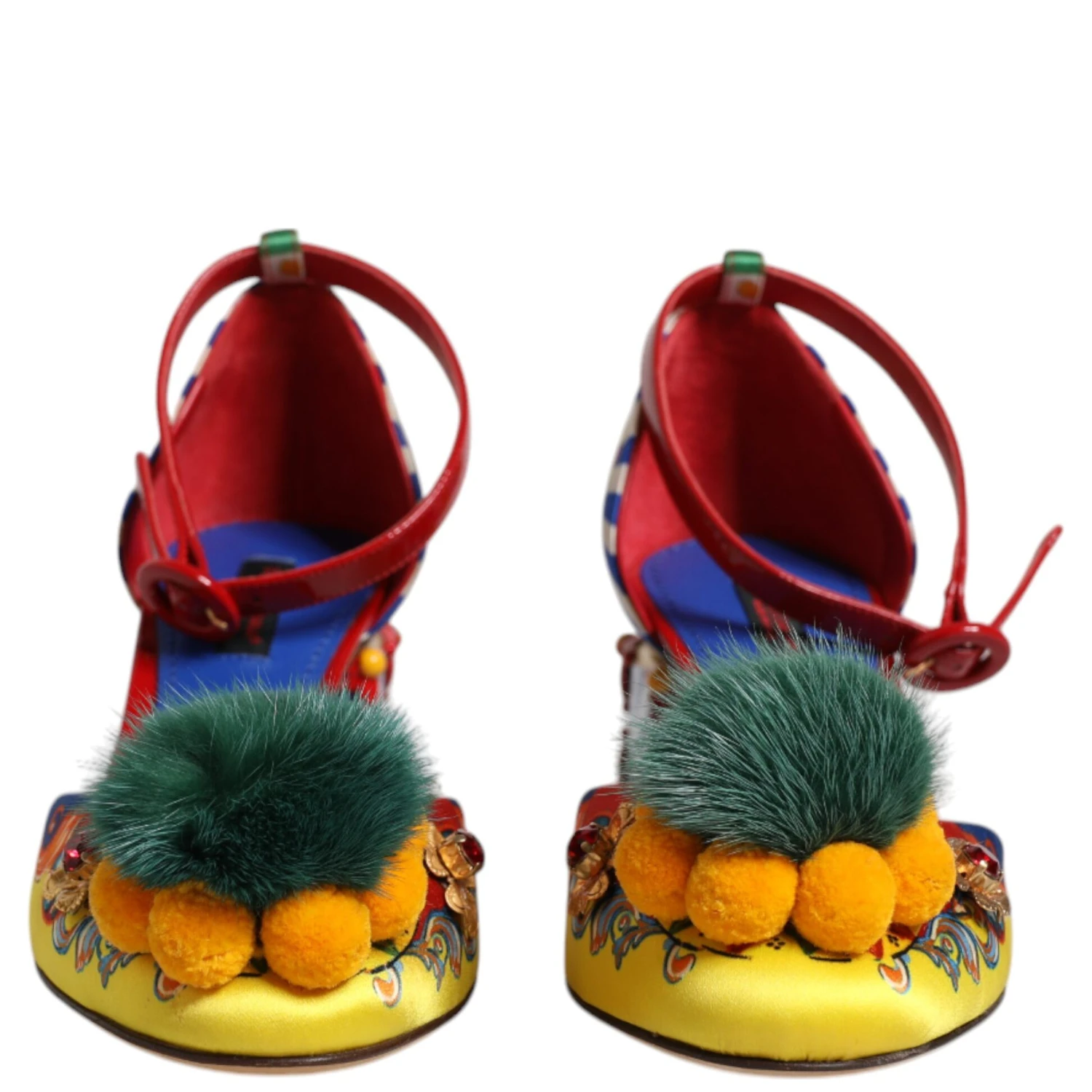 Multicolor Carretto Crystal Fur Sandals Shoes