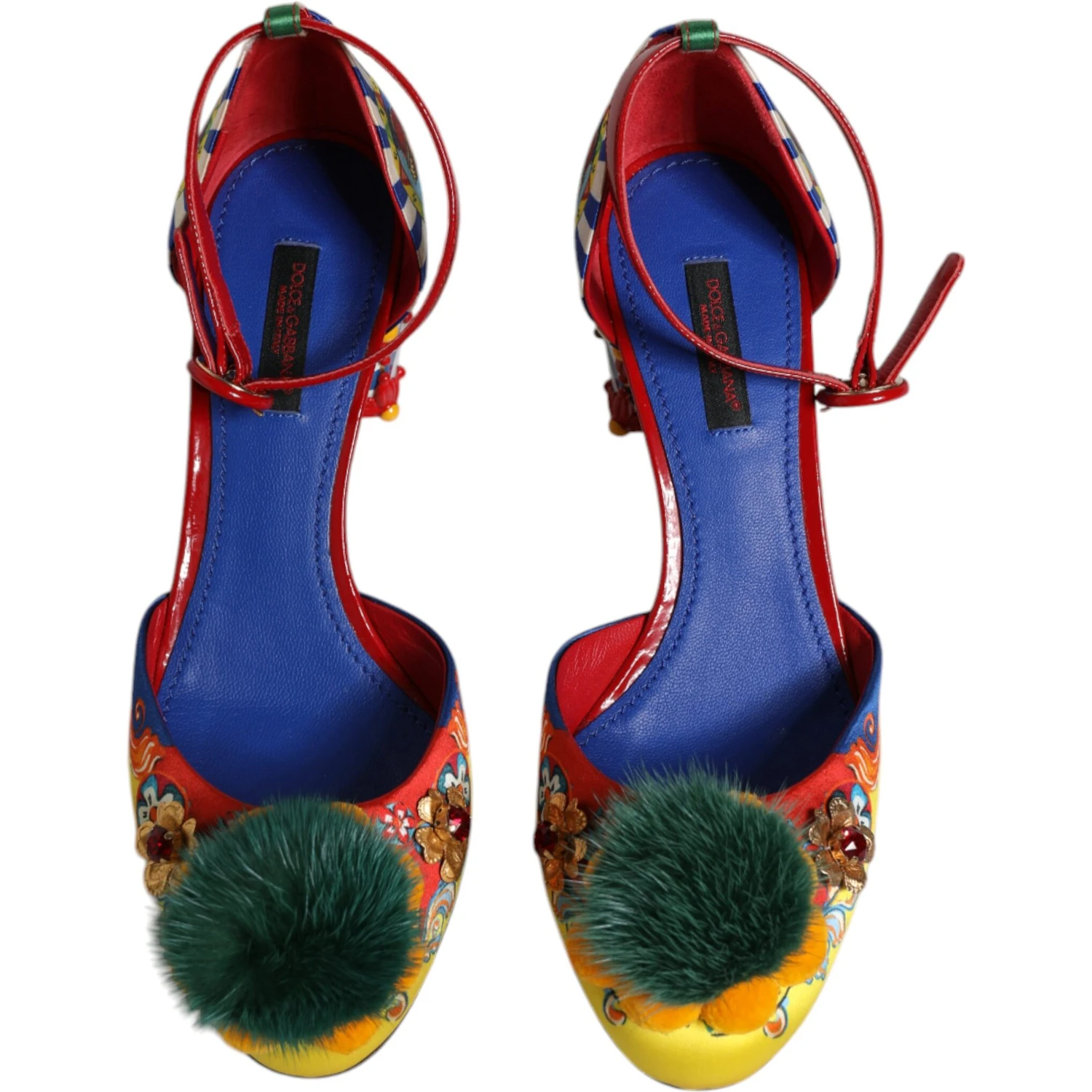 Multicolor Carretto Crystal Fur Sandals Shoes