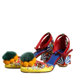 Multicolor Carretto Crystal Fur Sandals Shoes