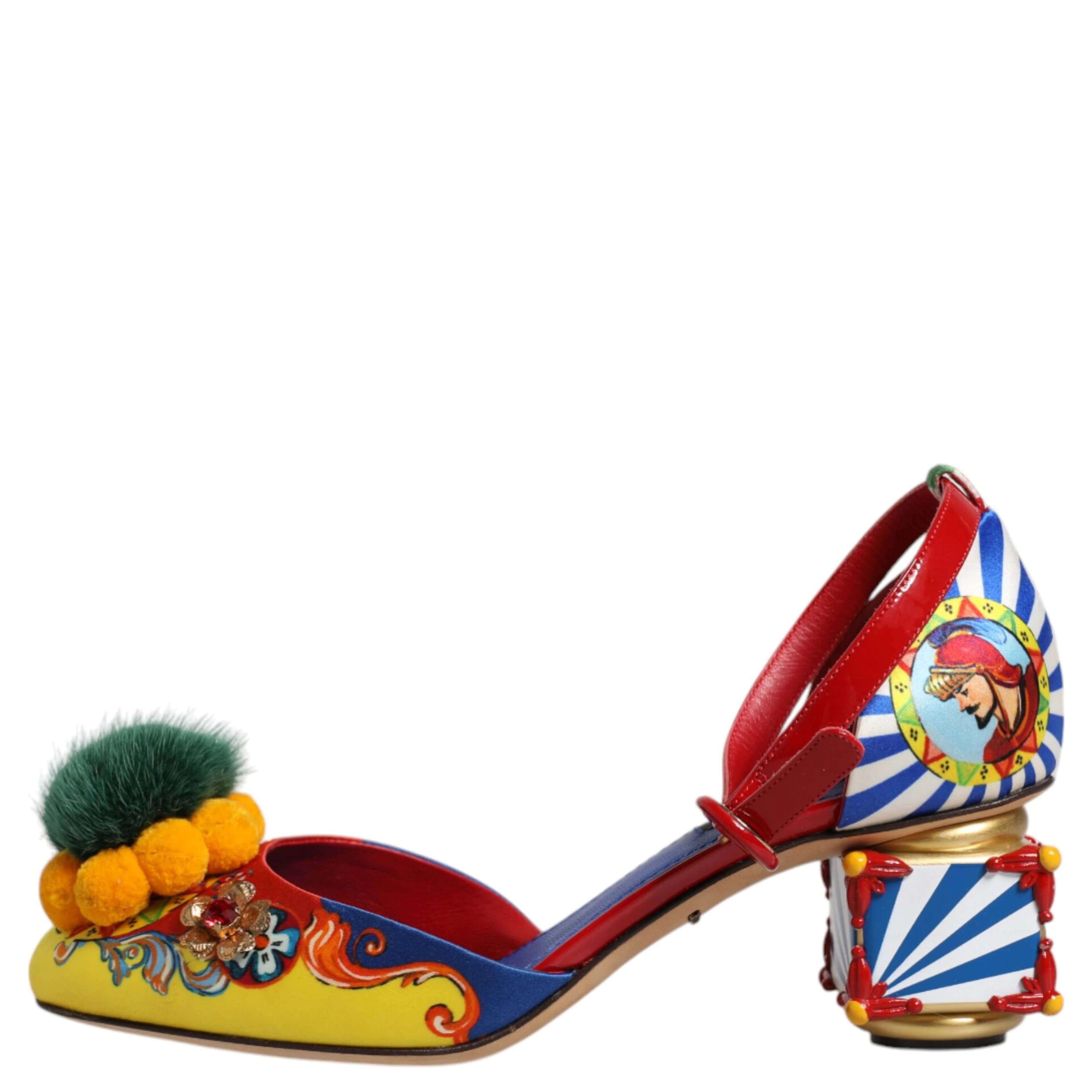 Multicolor Carretto Crystal Fur Sandals Shoes