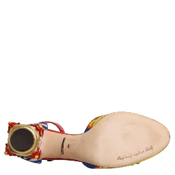 Multicolor Carretto Crystal Fur Sandals Shoes