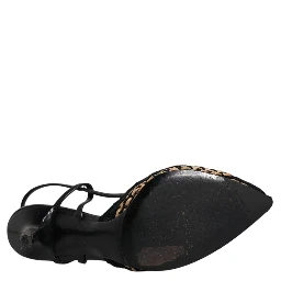 Black Brown Lace High Heels Slingback Shoes