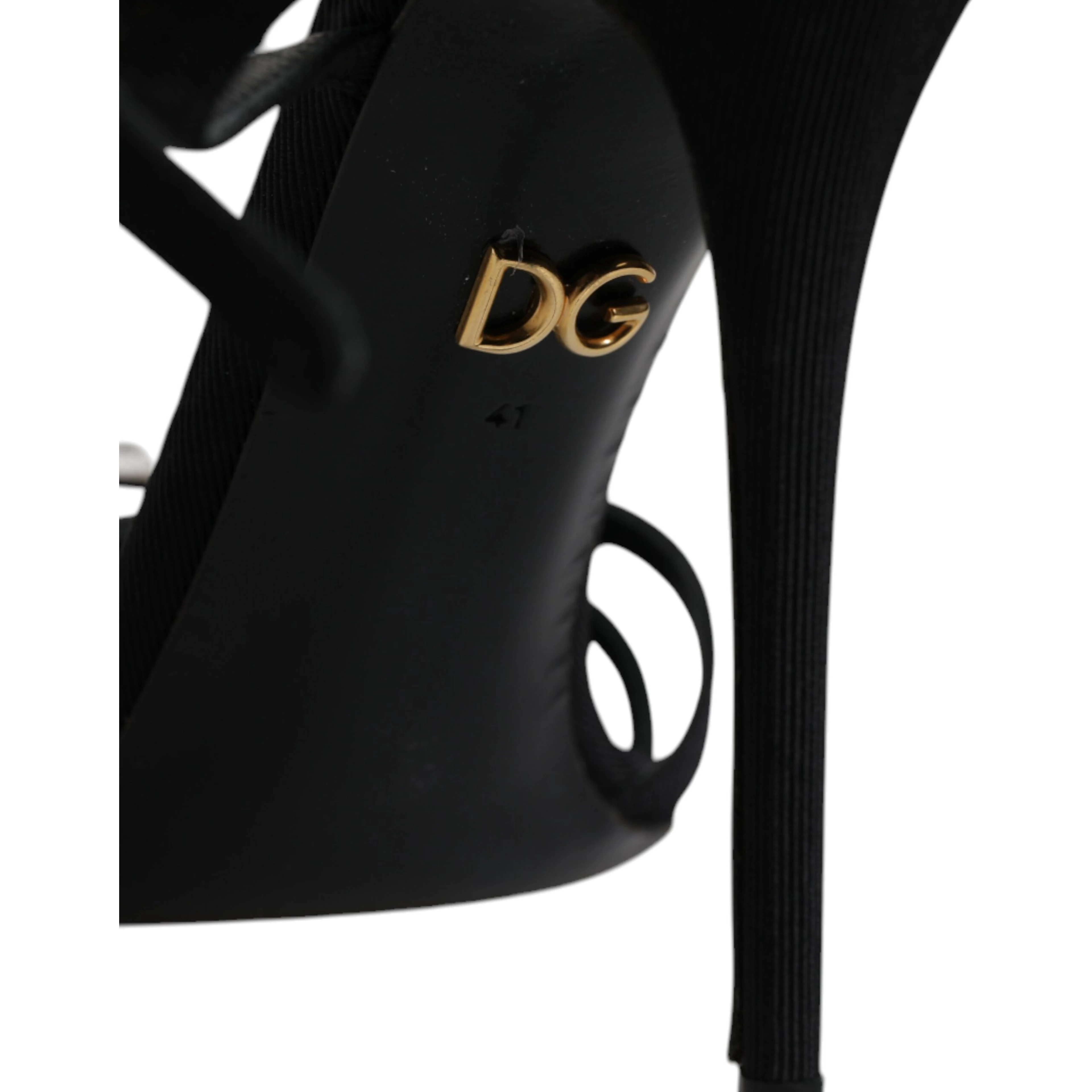 Black Leather Crystal Heels Sandals Shoes